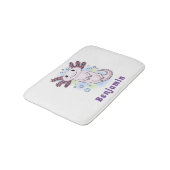 Adorable rosa axolotale Cartoon Badematte (Schrägansicht)