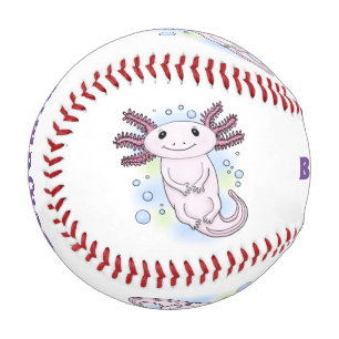 Adorable rosa axolotale Cartoon Baseball