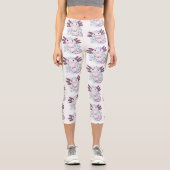 Adorable rosa axolotale Cartoon Capri Leggings (Vorderseite)