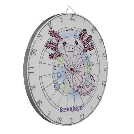 Adorable rosa axolotale Cartoon Dartscheibe (Vorderseite Links)