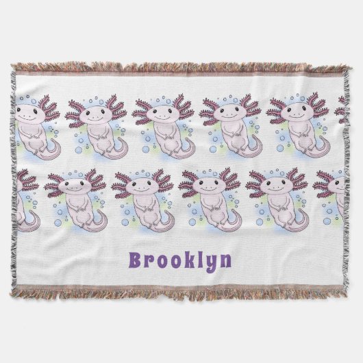 Adorable rosa axolotale Cartoon Decke (Vorderseite)