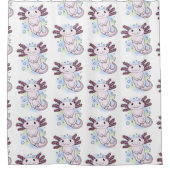 Adorable rosa axolotale Cartoon Duschvorhang (Vorderseite)