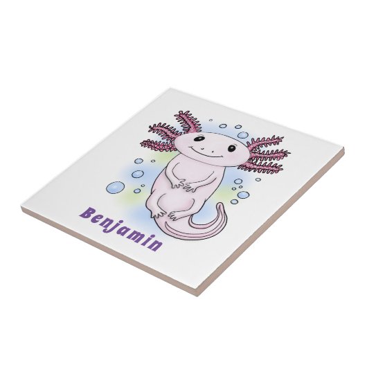 Adorable rosa axolotale Cartoon Fliese (Seite)