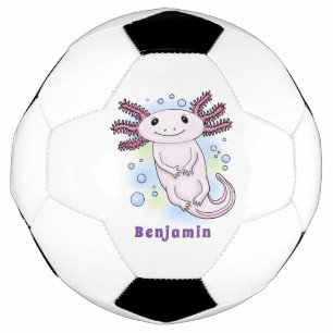 Adorable rosa axolotale Cartoon Fußball