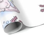 Adorable rosa axolotale Cartoon Geschenkpapier (Rolleneckpunkt)