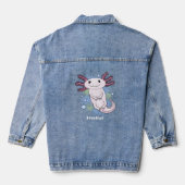 Adorable rosa axolotale Cartoon Jeansjacke (Rückseite)