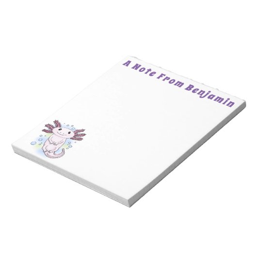 Adorable rosa axolotale Cartoon Notizblock (Rotiert)