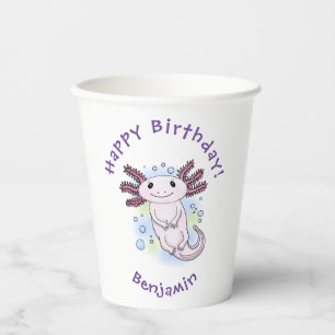 Adorable rosa axolotale Cartoon Pappbecher