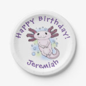 Adorable rosa axolotale Cartoon Pappteller (Vorderseite)