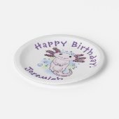 Adorable rosa axolotale Cartoon Pappteller (Schrägansicht)