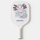 Adorable rosa axolotale Cartoon Pickleball Schläger (Rückseite)