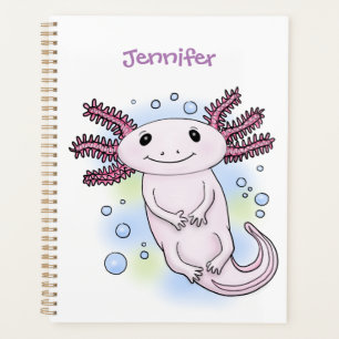 Adorable rosa axolotale Cartoon Planer