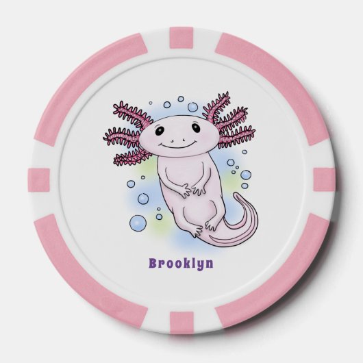 Adorable rosa axolotale Cartoon Pokerchips (Vorderseite)
