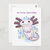 Adorable rosa axolotale Cartoon Postkarte (Vorne/Hinten)
