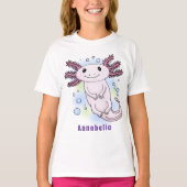 Adorable rosa axolotale Cartoon T-Shirt (Vorderseite)