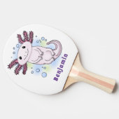 Adorable rosa axolotale Cartoon Tischtennis Schläger (Seitenansicht)