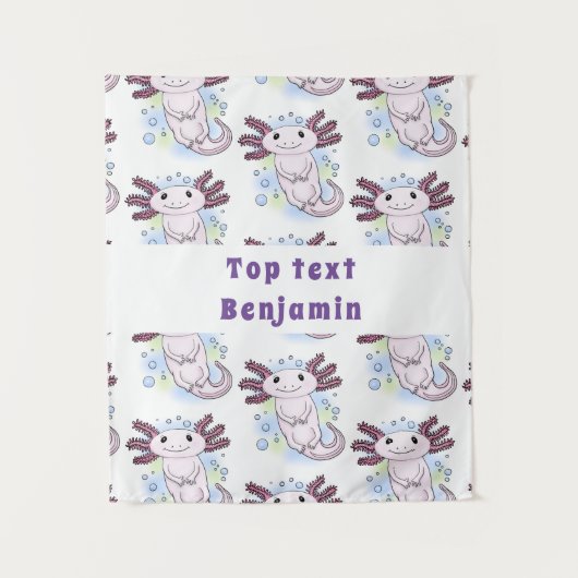 Adorable rosa axolotale Cartoon Wandteppich (Vorderseite)