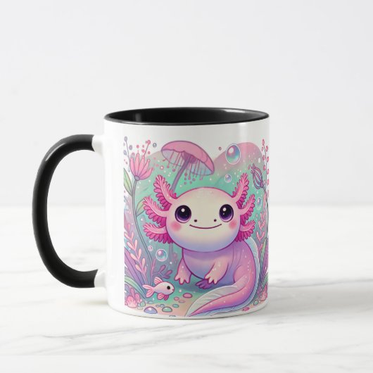 Adorable rosa Axolotl Niedliche Kawaii-Kreatur Tasse (Links)