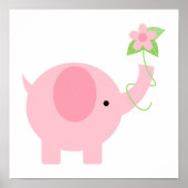 Adorable rosa Elefant mit Blume Poster (Vorne)