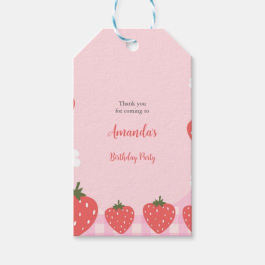 Adorable Rosa Erdbeere Geschenkanhänger (Vorderseite)