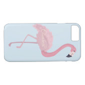Adorable rosa Flamingo, blau - Personalisiert Case-Mate iPhone Hülle (Rückseite (Horizontal))