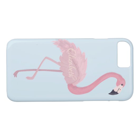 Adorable rosa Flamingo, blau - Personalisiert Case-Mate iPhone Hülle (Rückseite (Horizontal))