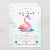Adorable rosa Flamingo Stars Hearts Baby Dusche Einladung (Vorne/Hinten)