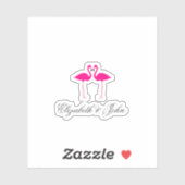 Adorable rosa Flamingos in Liebe - Personalisiert Aufkleber (Blatt)
