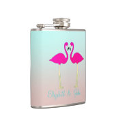 Adorable rosa Flamingos in Liebe Personalisiert Flachmann (Rechts)
