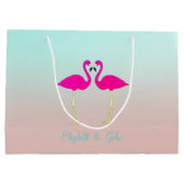 Adorable rosa Flamingos in Liebe Personalisiert Große Geschenktüte (Rückseite)