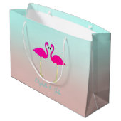 Adorable rosa Flamingos in Liebe Personalisiert Große Geschenktüte (Rückseite Schrägansicht)