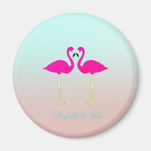 Adorable rosa Flamingos in Liebe Personalisiert Magnet (Vorne)