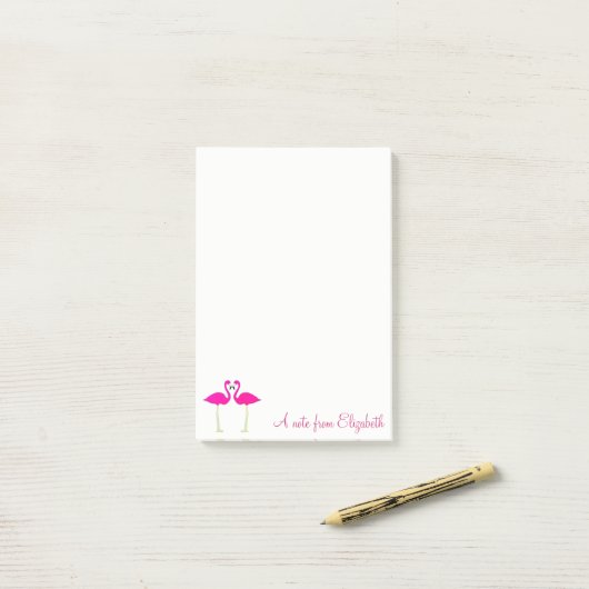 Adorable rosa Flamingos in Liebe Personalisiert Post-it Klebezettel (Auf Schreibtisch)