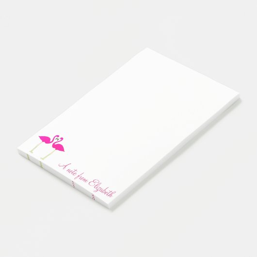 Adorable rosa Flamingos in Liebe Personalisiert Post-it Klebezettel (angewinkelt)