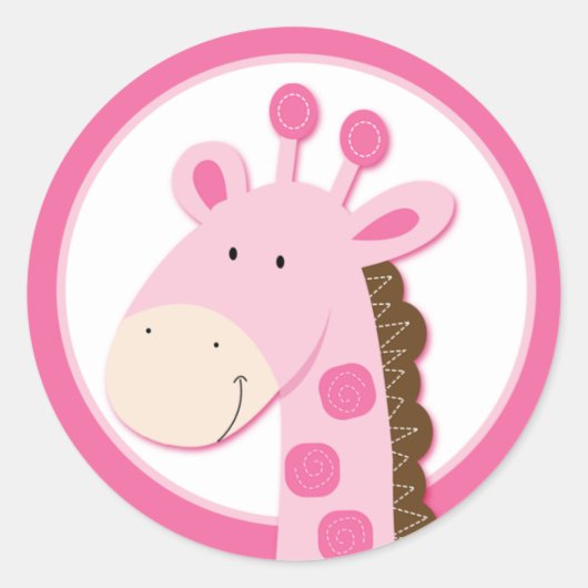 Adorable rosa Giraffen Umschlag Aufkleber oder Top (Vorderseite)