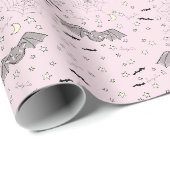 Adorable rosa Niedliche Fledermäuse Halloween Geschenkpapier (Rolleneckpunkt)