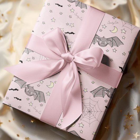 Adorable rosa Niedliche Fledermäuse Halloween Geschenkpapier