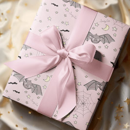 Adorable rosa Niedliche Fledermäuse Halloween Geschenkpapier