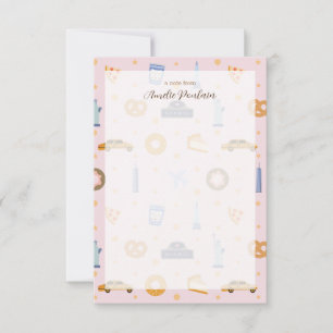 Adorable rosa NYC-Themenname Personalisiert Dankeskarte