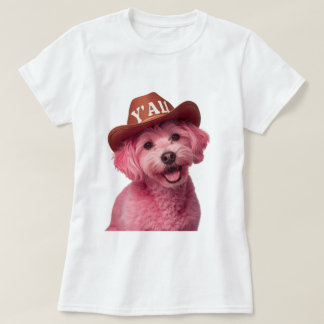 Adorable rosa Poodle im Stil eines Westerns, Misch T-Shirt
