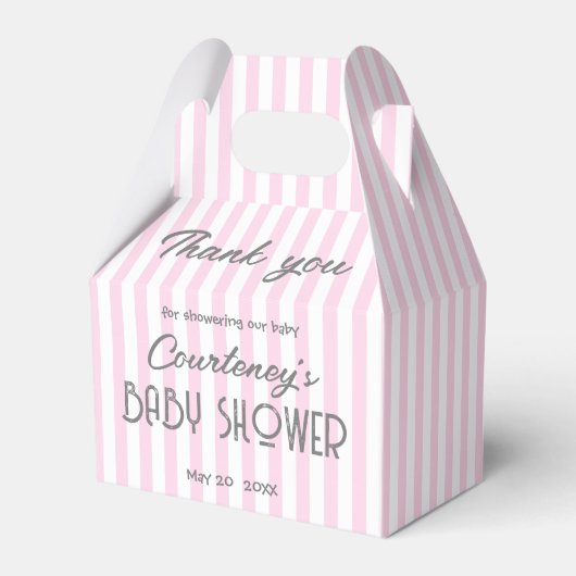 Adorable rosa Stripte Kinderdusche Einladung Geschenkschachtel (Vorderseite)