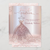 Adorable Rose Goldglatter Kalligraphie Einladung (Vorne/Hinten)