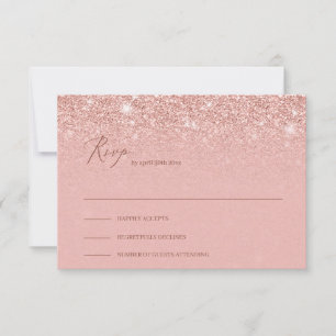 Adorable Rose Goldgliter Glitzern Hochzeit rsvp Karte