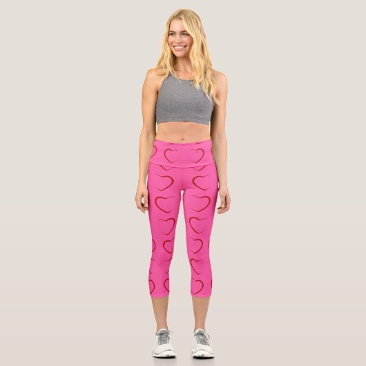 Adorable Rose Liebe Herz-Muster Yoga Capri Leggings (Vorderseite)