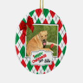 Adorable Rot-Grün-Raute-Dekoration. Keramik Ornament (Rechts)