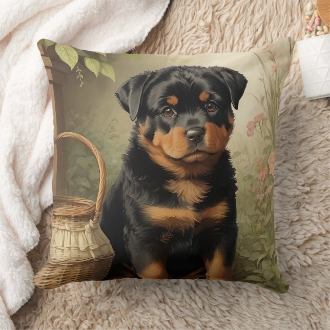 Adorable Rottweiler Kissen (Decke)