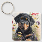 Adorable Rottweiler Puppy Dog Schlüsselanhänger (Vorderseite)