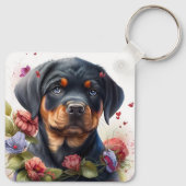 Adorable Rottweiler Puppy Dog Schlüsselanhänger (Rückseite)