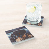 Adorable Rottweiler Welpenschweif Glasuntersetzer (Schrägansicht)