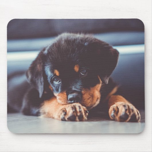 Adorable Rottweiler Welpenschweif Mousepad (Vorne)